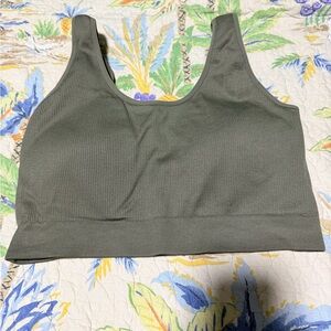 NVGTN Khaki Green Desire Ribbed Sports Bra